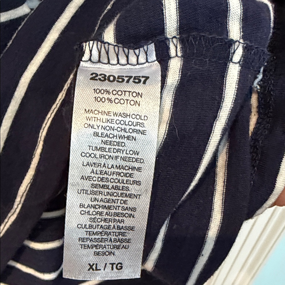 Pink Tartan sz XL 100% Cotton Navy & White Striped Women's Top breton nautical - Picture 4 of 7